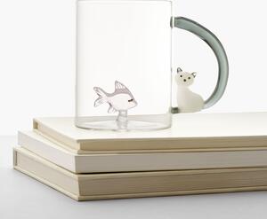 Ichendorf Milano designové šálky Tabby Cat Mug Pink Fish & White Cat with Smoke Tail
