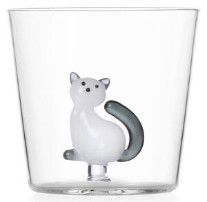 Ichendorf Milano designové sklenice na vodu Tabby Cat Tumbler White Cat with Smoke Tail