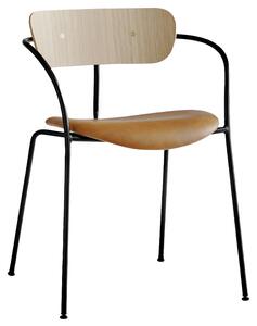 &Tradition designové židle Pavilion Armchair - dub přírodní, kůže kat. 3, konstrukce černá