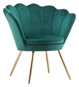 LuxuryForm DESIGN Křeslo FREY VELUR se zlatými nohami - zelené