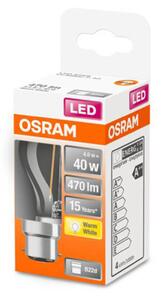 OSRAM LED žárovka-kapka B22d 4W 2 700 K čirá