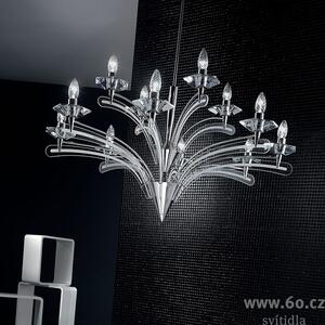 Metal lux 197.112 Icaro, závěsné svítidlo 12xE14, chrom/křišťálové sklo, průměr 100cm