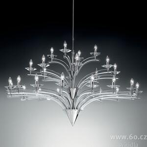 Metal lux 197.128 Icaro, závěsné svítidlo 28xE14, chrom/křišťálové sklo, průměr 150cm