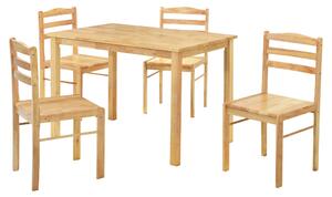 KONDELA Jídelní set 1+4, masivní dřevo, přírodní, LOAK