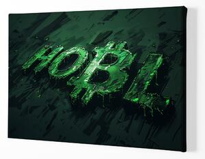 Obraz na plátně - Bitcoin HOBL HODL zelené FeelHappy.cz Velikost obrazu: 150 x 100 cm
