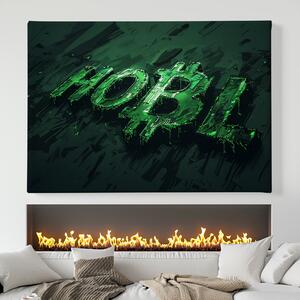 Obraz na plátně - Bitcoin HOBL HODL zelené FeelHappy.cz Velikost obrazu: 210 x 140 cm