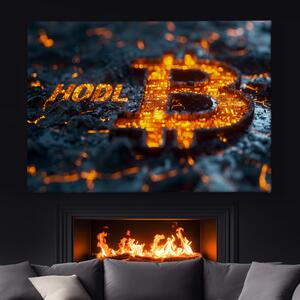 Obraz na plátně - Bitcoin HODL B Silicon Lava FeelHappy.cz Velikost obrazu: 210 x 140 cm