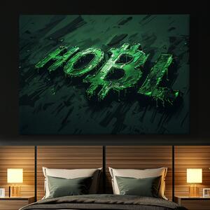 Obraz na plátně - Bitcoin HOBL HODL zelené FeelHappy.cz Velikost obrazu: 210 x 140 cm