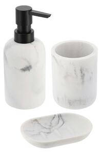 Sada koupelnových doplňků Everist Marble, bílá/s černými prvky