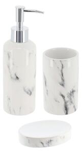 Sada koupelnových doplňků Nardi Marble, bílá/s chromovými prvky