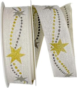 Vánoční stuha GALAXIE WHITE bílá 25mm x 3m (9,-Kč/m)