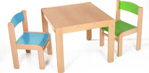 Hajdalánek Dětský stolek LUCAS + židličky LUCA (modrá, zelená) LUCASLUCAMOZE