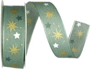 Vánoční stuha CHRISTMAS SWING pastelově zelená 25mm x 2m (11,-Kč/m)
