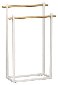 Stojan na ručníky White Bamboo 1, bílá/s dřevěnými prvky