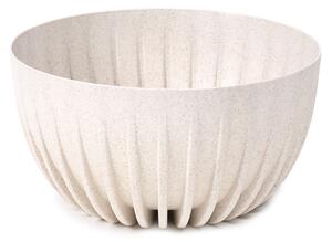 PLASTOVÝ KVĚTINÁČ STRIPPED ECO 16X30 CM KRÉMOVÁ