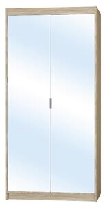 Šatní skříň ELENA 2D + zrcadla + nástavec | 89,7 cm | dub sonoma