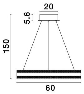 Nova Luce Závěsné LED svítidlo AGOS zlatý hliník a akryl 75W 3000K stmívatelné