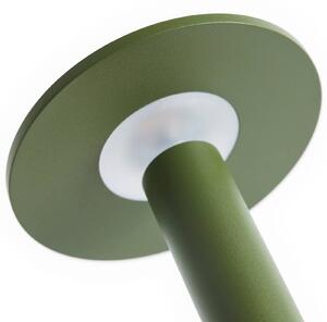 HAY LED stolní lampa na baterie HOST PORTABLE, olivově zelená, 22 cm, IP44, stmívatelný, Zelená, Obývací pokoj / jídelna, Hliník, Moderní