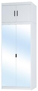 Šatní skříň ELENA 2D + zrcadla + nástavec | 89,7 cm | bílá
