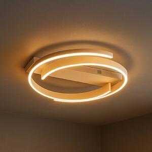 FISCHER & HONSEL LED stropní svítidlo CIRCLY, písková barva, Ø 56 cm, dálkové ovládání, stmívatelný, Krémová / jantar, Obývací pokoj / jídelna, kov, Moderní