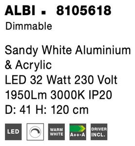 Nova Luce Závěsné LED svítidlo ALBI, 32W 3000K stmívatelné Barva: Bílá