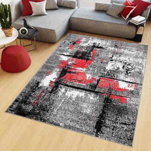 Chemex Kusový koberec Maya - abstrakt 1 - šedý/červený Rozměr koberce: 80x150 cm