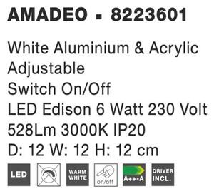 Nova Luce Bodové nastavitelné LED svítidlo AMADEO, vypínač na těle, 3000K Barva: Bílá
