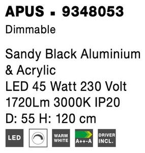 Nova Luce Závěsné LED svítidlo APUS černý hliník a akryl 45W 3000K stmívatelné