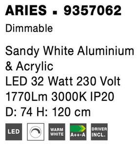 Nova Luce Závěsné LED svítidlo ARIES, 32W 3000K stmívatelné Barva: Bílá