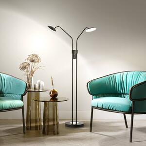 FISCHER & HONSEL LED stojací lampa Tallri černá výška 135 cm 2-flg. Touchdim, stmívatelný, Černá, Obývací pokoj / jídelna, kov, Moderní