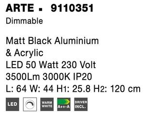 Nova Luce Závěsné LED svítidlo ARTE, 50W 3000K stmívatelné Barva: Černá