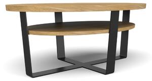 Konferenční stolek Konopka Typ a sukovitost dřeva: Dub sukovitý/rustikální (0 Kč), Barva kovových nohou: Černá mat - RAL 9005 (0 Kč)