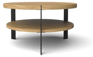 Konferenční stolek Kulík Typ a sukovitost dřeva: Dub sukovitý/rustikální (0 Kč), Barva kovových nohou: Černá mat - RAL 9005 (0 Kč), průměr stolu (cm): 70 (cm)