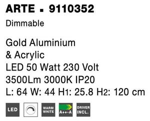 Nova Luce Závěsné LED svítidlo ARTE, 50W 3000K stmívatelné Barva: Zlatá