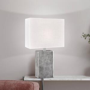 FISCHER & HONSEL Stolní lampa Amiens, bílá/nikl, výška 50 cm, plátno/kov, Bílá / opál, Obývací pokoj / jídelna, Textil / tkanina / hedvábí