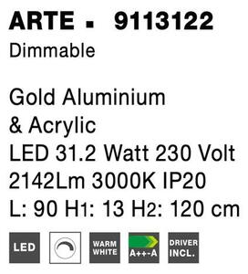 Nova Luce Závěsné LED svítidlo ARTE, 31.2W 3000K stmívatelné Barva: Zlatá