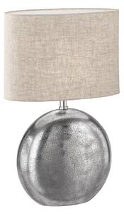 FISCHER & HONSEL Stolní lampa Chambery, písková/niklová, výška 53 cm, plátno/kov, Krémová / jantar, Obývací pokoj / jídelna, Textil / tkanina / hedvábí