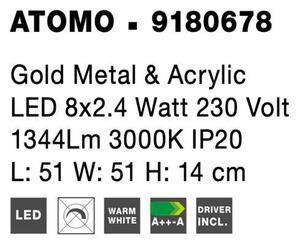Nova Luce Stropní LED svítidlo ATOMO zlatý kov a akryl 8x2.4W 3000K