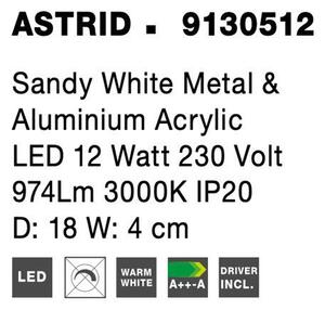 Nova Luce Nástěnné LED svítidlo ASTRID bílá kov a hliník akryl 12W 3000K