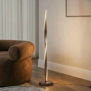 Lindby LED stojací lampa Jaren, černá/hnědá, 114 cm,, Hnědá / rez, Obývací pokoj / jídelna, kov, Moderní
