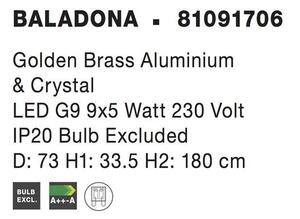 Nova Luce Závěsné svítidlo BALADONA zlatá Mosaz hliník a křišťál G9 9x3.5W