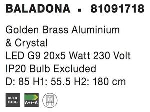 Nova Luce Závěsné svítidlo BALADONA zlatá Mosaz hliník a křišťál G9 20x3.5W