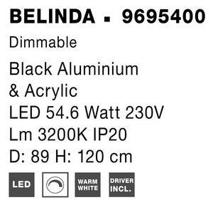 Nova Luce Závěsné LED svítidlo BELINDA černý hliník a akryl 54,6W 3200K stmívatelné