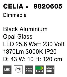 Nova Luce Závěsné LED svítidlo CELIA, 25.6W 3000K stmívatelné Barva: Černá