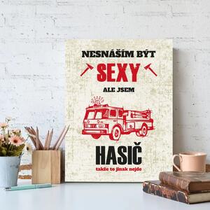 Sablio Dárková cedulka Nesnáším být sexy, ale jsem hasič: 30x40 cm