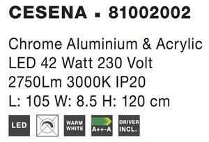 Nova Luce Závěsné LED svítidlo CESENA chromovaný hliník a akryl 42W 3000K