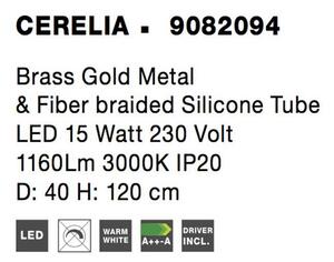 Nova Luce Závěsné LED svítidlo CERELIA mosazný zlatý kov a silikonová trubice 15W 3000K