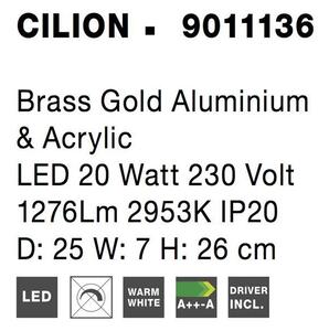 Nova Luce Stolní LED lampa CILION zlatý mosazný hliník a akryl 20W 2953K