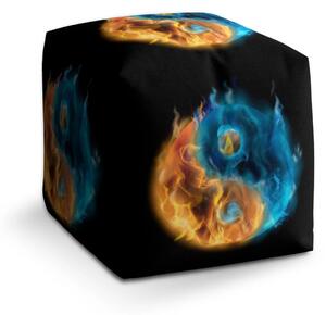 Sablio Taburet Cube Ohnivé jin a jang - 40x40x40 cm