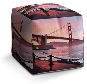 Sablio Taburet Cube Golden Gate - 40x40x40 cm